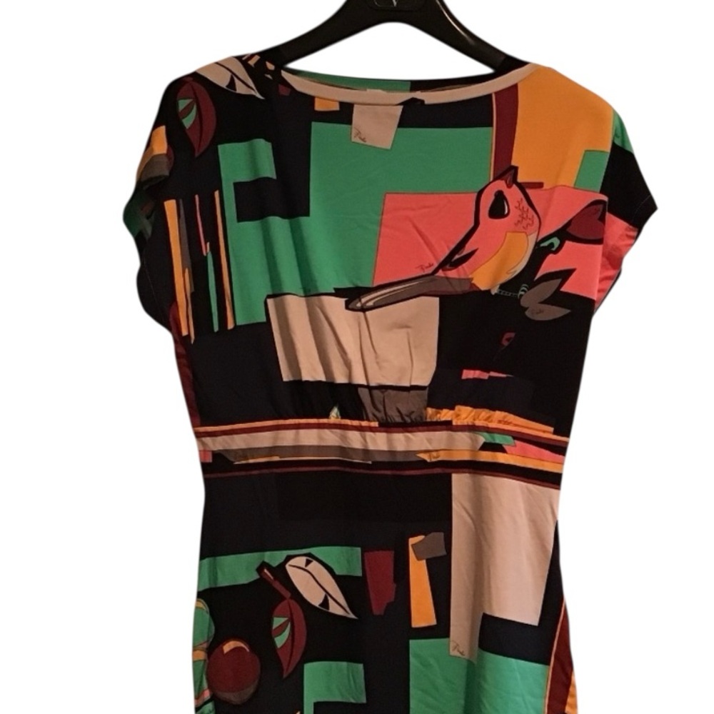 EMILIO PUCCI geometric bird print very stretchy top L